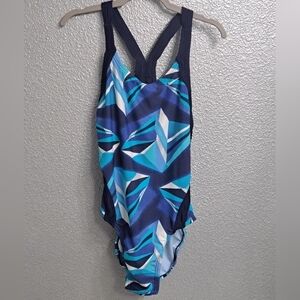 Nike Racerback Swimsuit In Geometric Pattern  Size 4